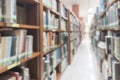 Blur school library or study room with book shelves for education background Royalty Free Stock Photo