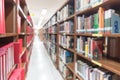 Blur school library or study room with book shelves for education background Royalty Free Stock Photo