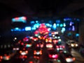 Blur of traffic jam and many car on night at Bangkok Royalty Free Stock Photo