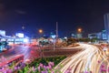 Blur traffic light at Victory monument public landmark