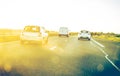 On blur traffic road with colorful bokeh light abstract. Real traditionnal photography Royalty Free Stock Photo