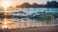 Blur tropical beach with bokeh sun light wave abstract background Royalty Free Stock Photo