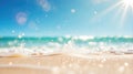 Blur tropical beach with bokeh sun light wave abstract background Royalty Free Stock Photo