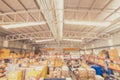 Blur Warehouse goods inventory products stock for logistics shipping background