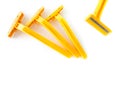 Blur, yellow razor ,yellow shave on white background Royalty Free Stock Photo