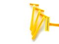 Blur, yellow razor ,yellow shave on white background Royalty Free Stock Photo