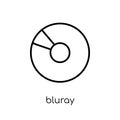 Bluray icon. Trendy modern flat linear vector Bluray icon on white background from thin line hardware collection