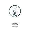 Bluray outline vector icon. Thin line black bluray icon, flat vector simple element illustration from editable hardware concept