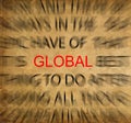 Blured text on vintage paper with focus on GLOBAL Royalty Free Stock Photo
