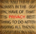 Blured text on vintage paper with focus on PRIVACY Royalty Free Stock Photo