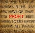 Blured text on vintage paper with focus on PROFIT