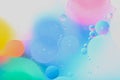 Blurred abstract background. Image of abstract blue, pink and yellow circles and drops of different sizes. Royalty Free Stock Photo