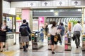 Blurred abstract background of many people on subway train, japan subway