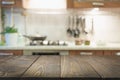 Blurred abstract background. Modern kitchen with tabletop and space for display your products Royalty Free Stock Photo