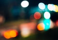 Blurred abstract background night city lights defocus, lanterns and cars traffic, bokeh effect, soft focus Royalty Free Stock Photo