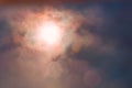 Blurred abstract background of sky clouds and sun. After the rain Royalty Free Stock Photo