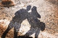 Blurred abstract background of sun shadows of people on earth in Turkey