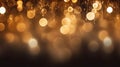 Blurred Abstract Background with Yellow Bokeh Circles. Beautiful Blur Garland Night Lights Mockup