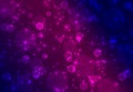 Blurred abstract blue-purple bokeh background as texture with stars, diamonds Royalty Free Stock Photo