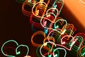 Blurred abstract christmas lights lines on black background Royalty Free Stock Photo