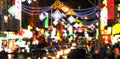 Blurred abstract lights of a busy New York City street scene in Chinatown Royalty Free Stock Photo