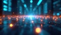 Blurred abstract tech background with glowing light effect. Data stream visualisation for AI. Neural network concept with Royalty Free Stock Photo