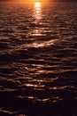 Blurred abstracted sun flare, sunset light on water surface with selective focus