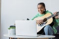 blurred african american teenage girl smiling Royalty Free Stock Photo