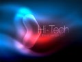 Blurred arrows in dark space. Neon pointers, glass glossy design, abstract shiny techno background, web banner Royalty Free Stock Photo