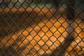 Blurred autumn landscape through a metal mesh. Abstract background Royalty Free Stock Photo