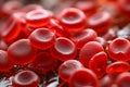 Blurred background with blood cells, leukocytes, and erythrocytes for text placement.