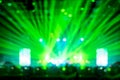 Blurred background : Bokeh lighting in concert with audience ,Music showbiz concept Royalty Free Stock Photo