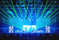 Blurred background : Bokeh lighting in concert with audience ,Music showbiz concept