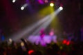 Blurred background : Bokeh lighting in outdoor concert with cheering audience Royalty Free Stock Photo