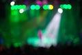 Blurred background : Bokeh lighting in outdoor concert with cheering audience Royalty Free Stock Photo