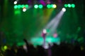 Blurred background : Bokeh lighting in outdoor concert with cheering audience Royalty Free Stock Photo