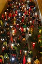 Blurred background of crowd of Vietnamese football fans down the street to celebrate the win after soccer, with a lot of