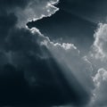 Blurred background. Dark clouds and sunrays. Royalty Free Stock Photo