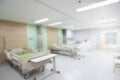 Department or ICU intensive care unit in the hospital with blurry medical staffs, nurses, and patients