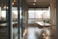 Blurred background of empty modern office space with a bokeh effect Royalty Free Stock Photo