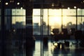 Blurred background of empty modern office space with a bokeh effect Royalty Free Stock Photo