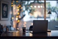 Blurred background of empty modern office space with a bokeh effect Royalty Free Stock Photo