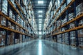 blurred background, interior of a large modern warehouse Royalty Free Stock Photo