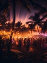 Blurred background of many people had fun at a beach party. Generative AI Royalty Free Stock Photo