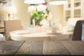 Blurred background. Modern defocused pastel kitchen or cafe with tabletop and space for you. Royalty Free Stock Photo