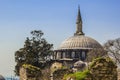 Blurred background mosque and the ruins of the church in Istanbul
