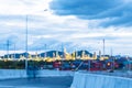 Blurred background Oil refinery gas petrol plant industry crude tank, chemical factory. Blurry background copy space of petroleum Royalty Free Stock Photo