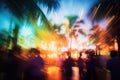 blurred background of party people on tropical beach AI generated Royalty Free Stock Photo