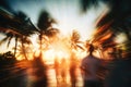 blurred background of party people on tropical beach AI generated Royalty Free Stock Photo