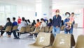 Blurred background Patient wearing the mask to protect Coronavirus Covid-19 waiting to see doctor in hospital